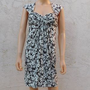 BCBG MAX AZRIA Black White Floral Empire Dress New